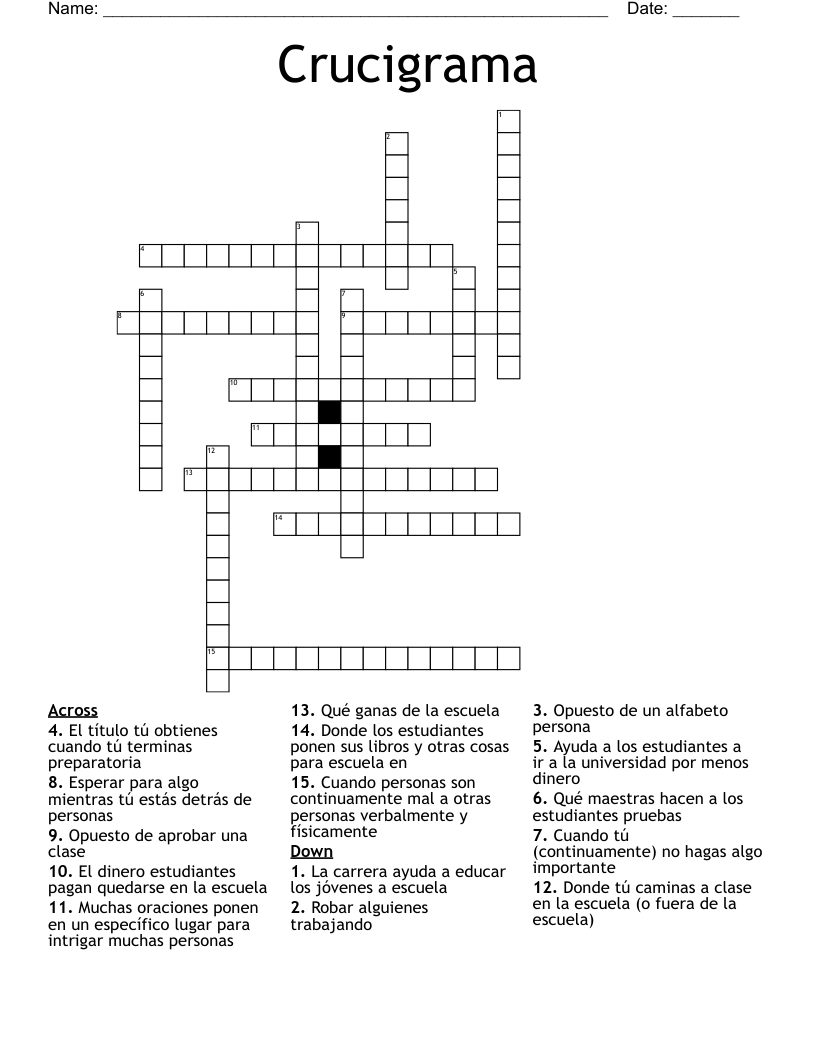 Crucigrama Crossword