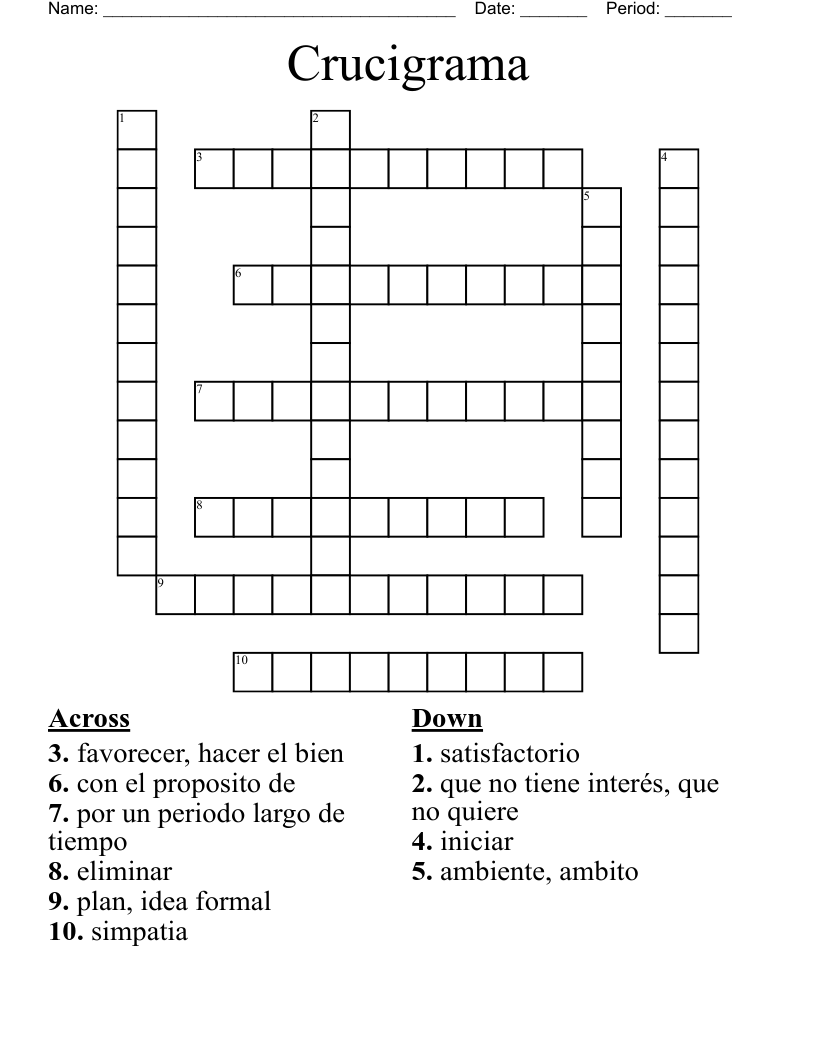 Crucigrama Crossword