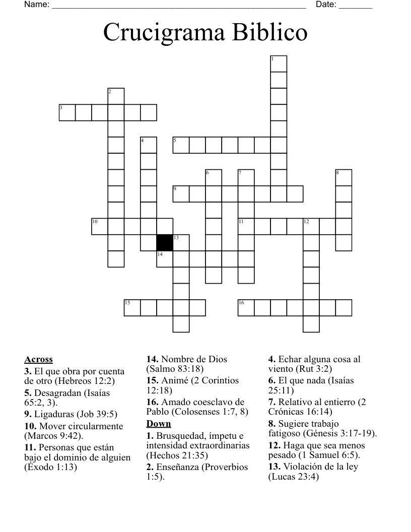 Crucigrama Biblico Crossword