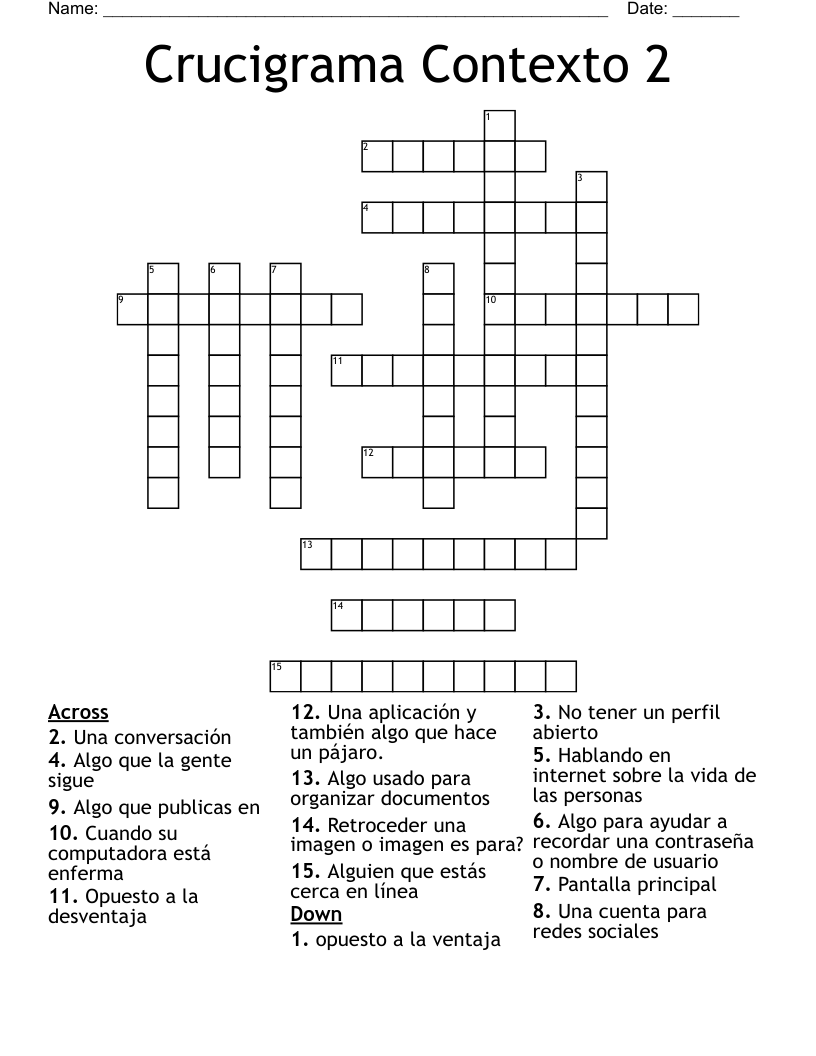 Crucigrama Contexto 2 Crossword