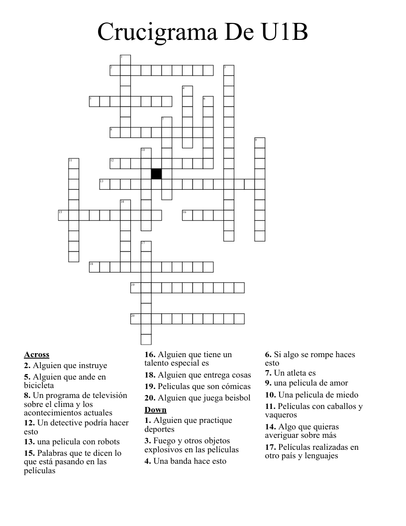 Crucigrama De U1B Crossword