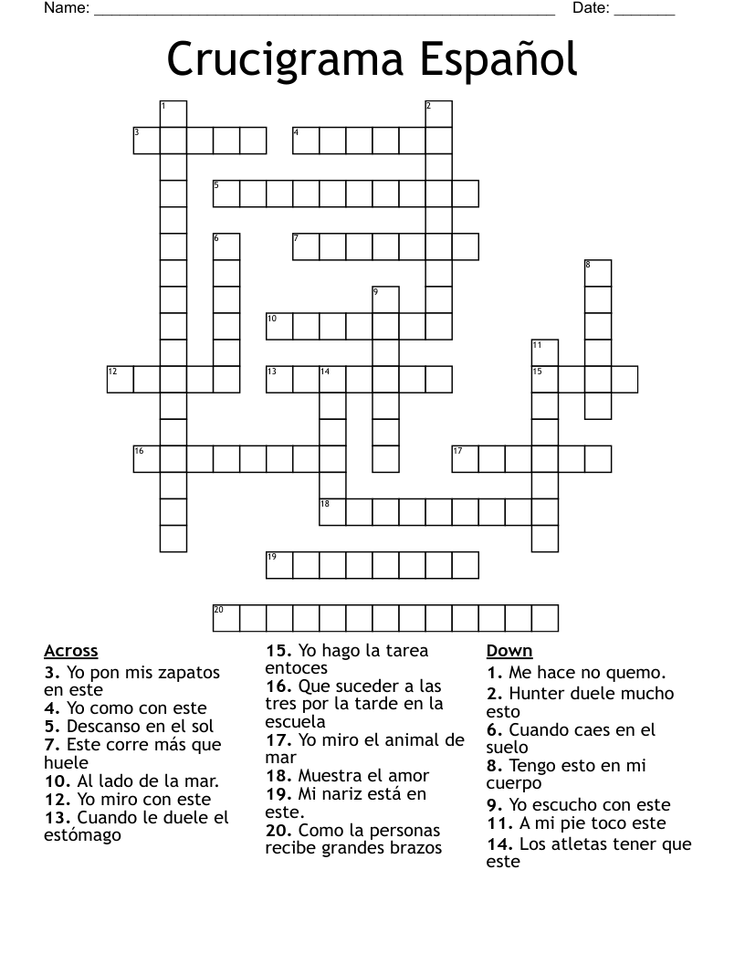 Crucigrama Español Crossword
