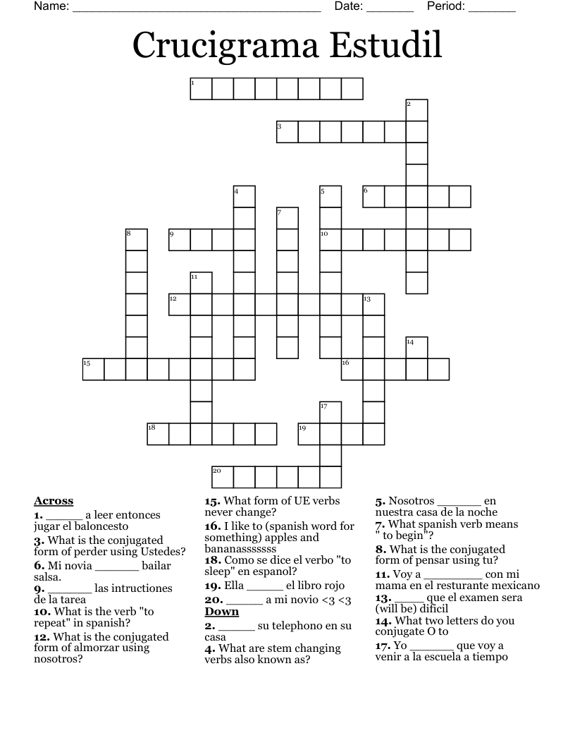 Crucigrama Estudil Crossword