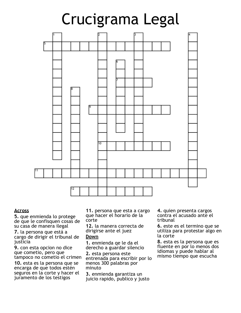 Crucigrama Legal Crossword