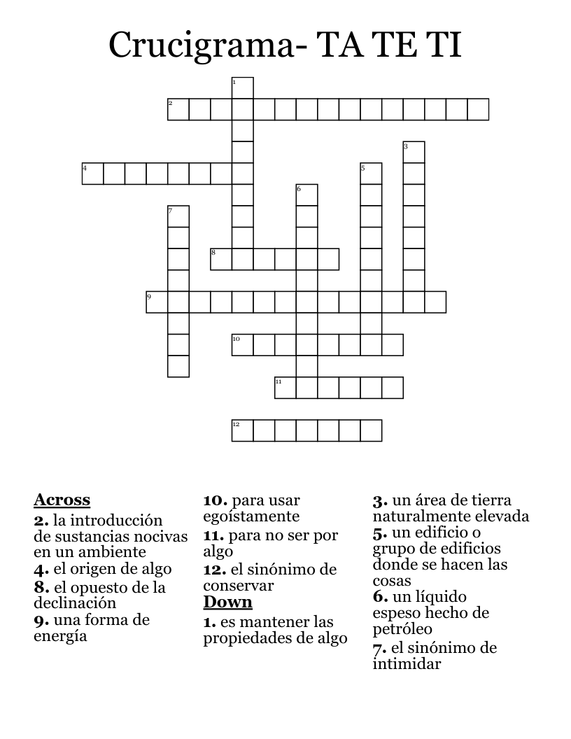 Crucigrama- TA TE TI Crossword