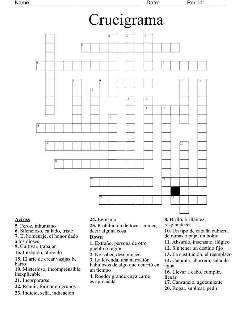 Crucigrama  Crossword