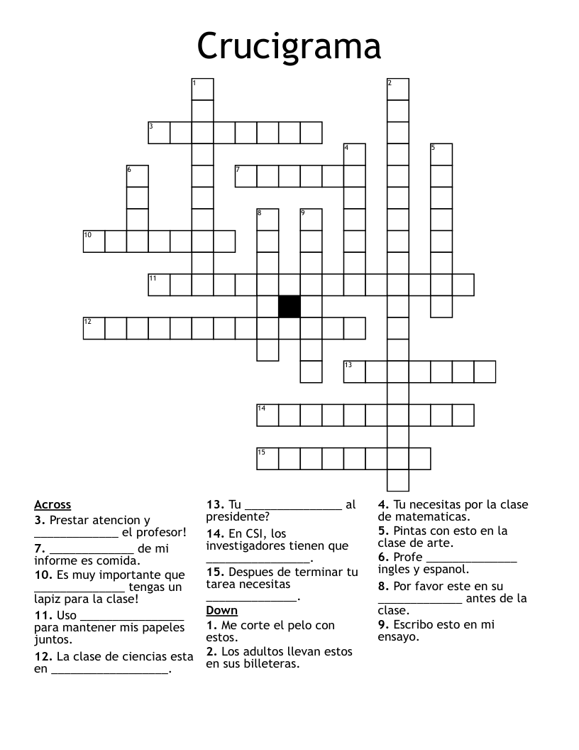 Crucigrama  Crossword