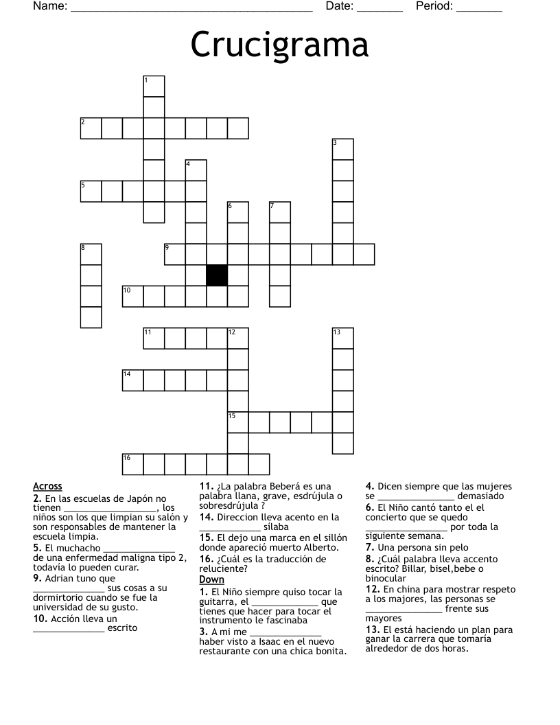 Crucigrama  Crossword