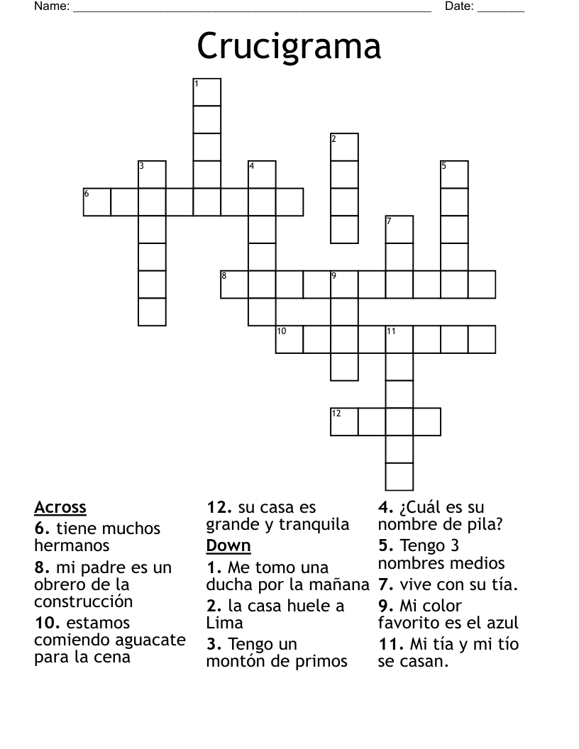 Crucigrama  Crossword