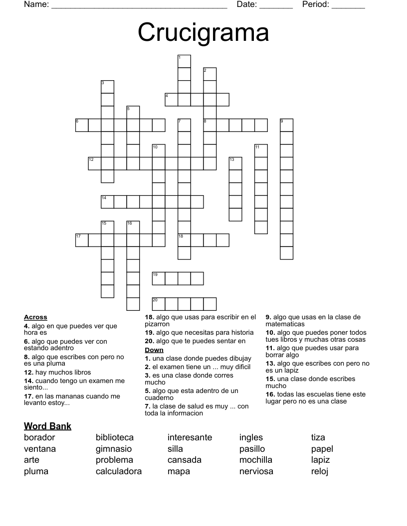 Crucigrama  Crossword