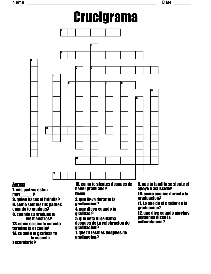 Crucigrama  Crossword