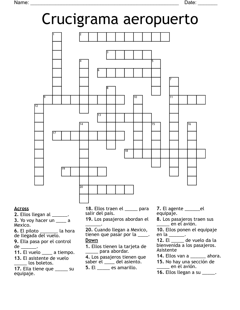 Crucigrama aeropuerto  Crossword