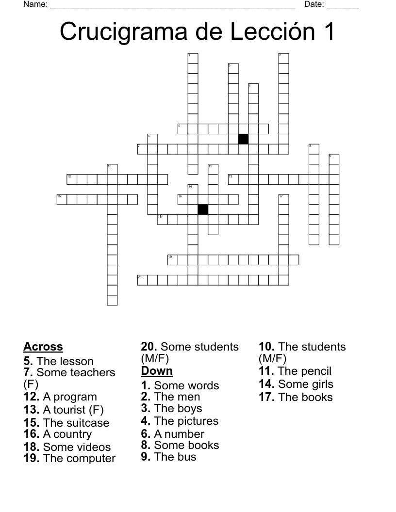 Crucigrama de Lección 1 Crossword