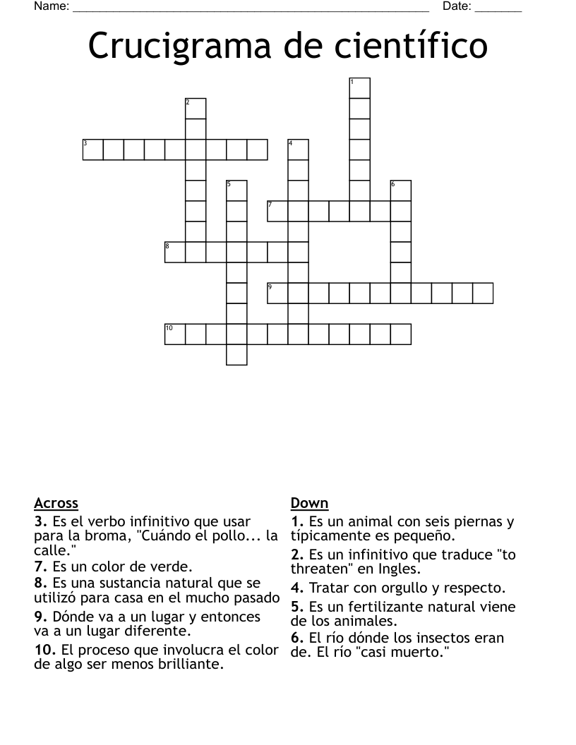 Crucigrama de científico Crossword