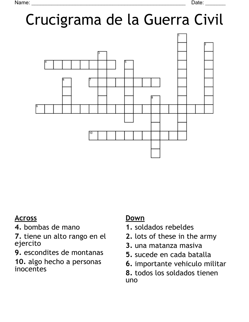 Crucigrama de la Guerra Civil Crossword