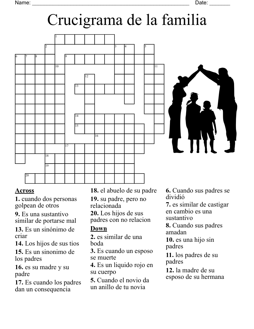 Crucigrama de la familia  Crossword