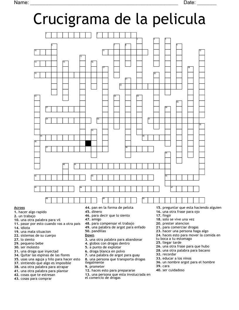 Crucigrama de la pelicula Crossword