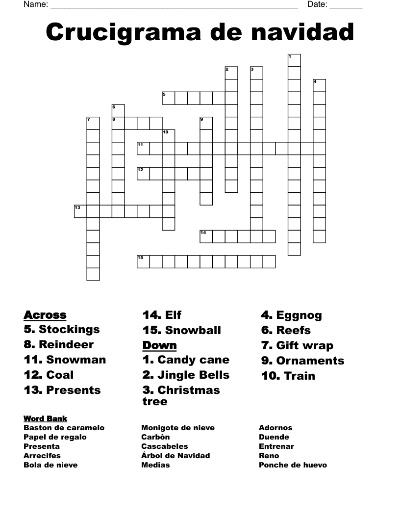 Crucigrama de navidad  Crossword