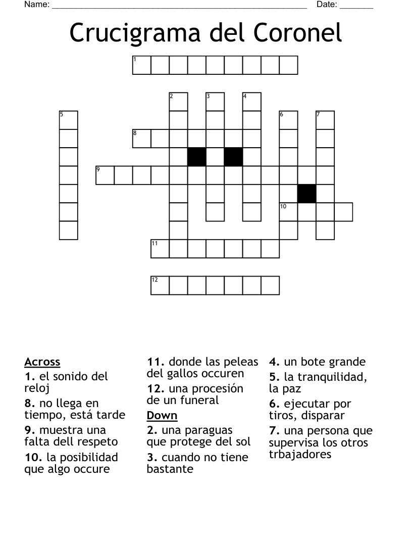 Crucigrama del Coronel Crossword