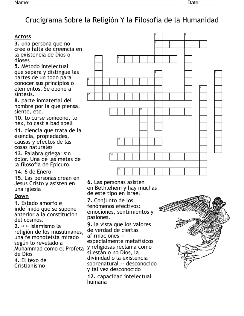Crucigrama Sobre la Religión Y la Filosofía de la Humanidad Crossword
