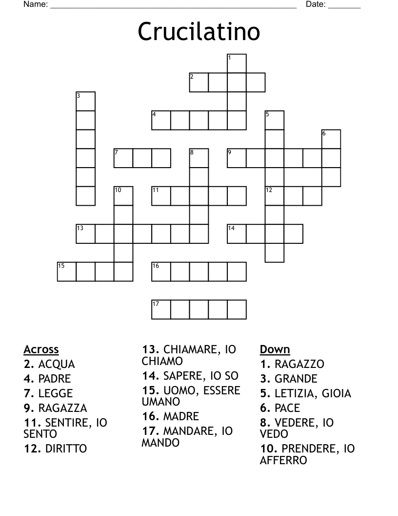 Crucilatino Crossword
