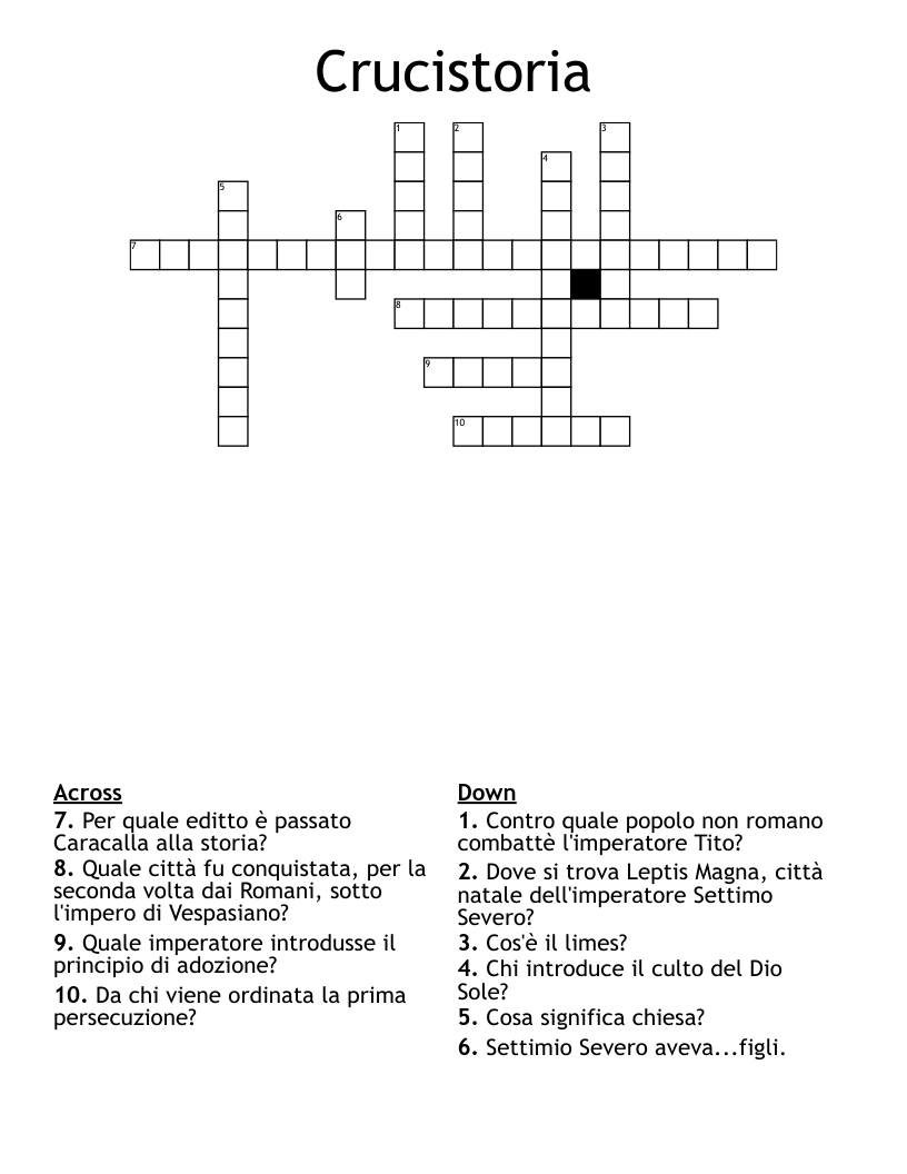Crucistoria Crossword
