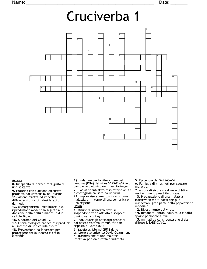 Cruciverba 1 Crossword