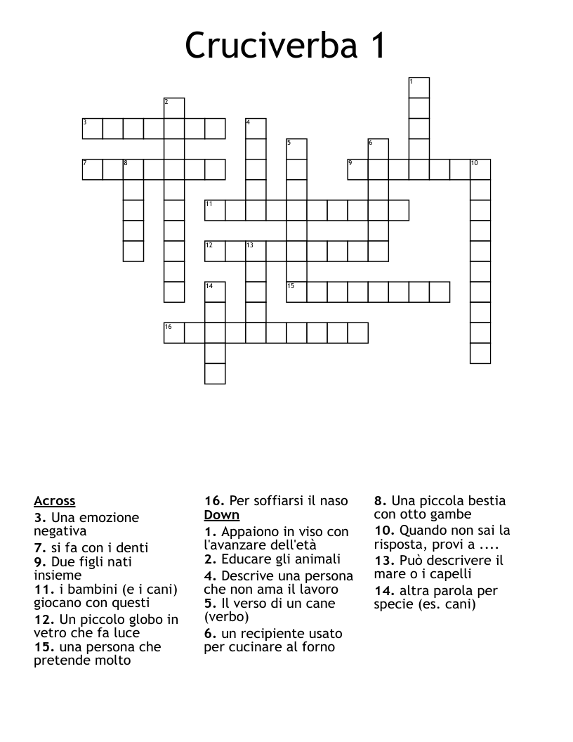 Cruciverba 1 Crossword