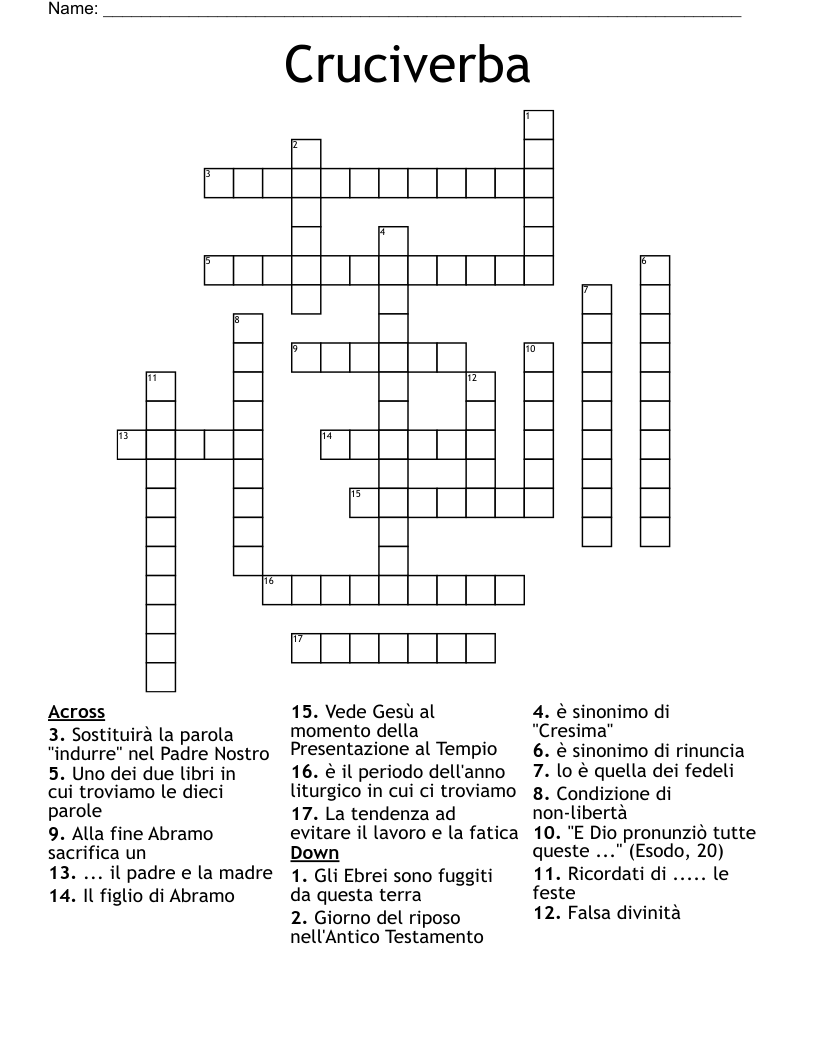 Cruciverba Crossword