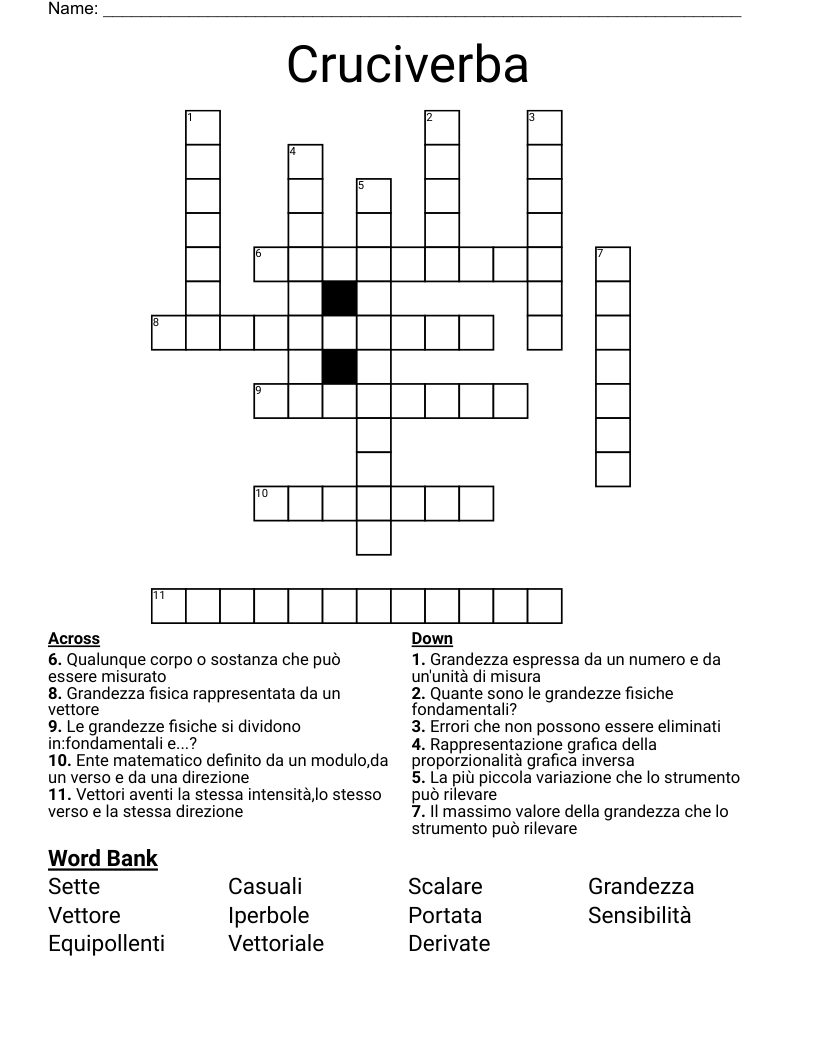 Cruciverba Crossword