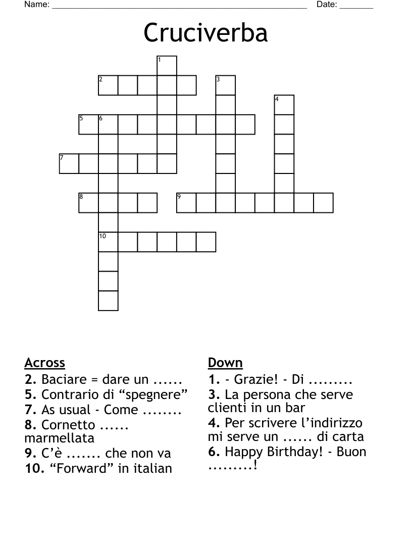 Cruciverba Crossword
