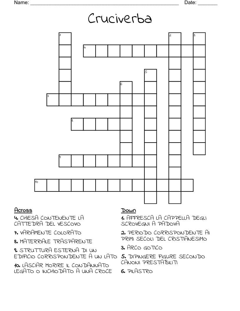 Cruciverba Crossword