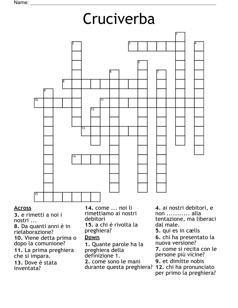 Cruciverba Crossword