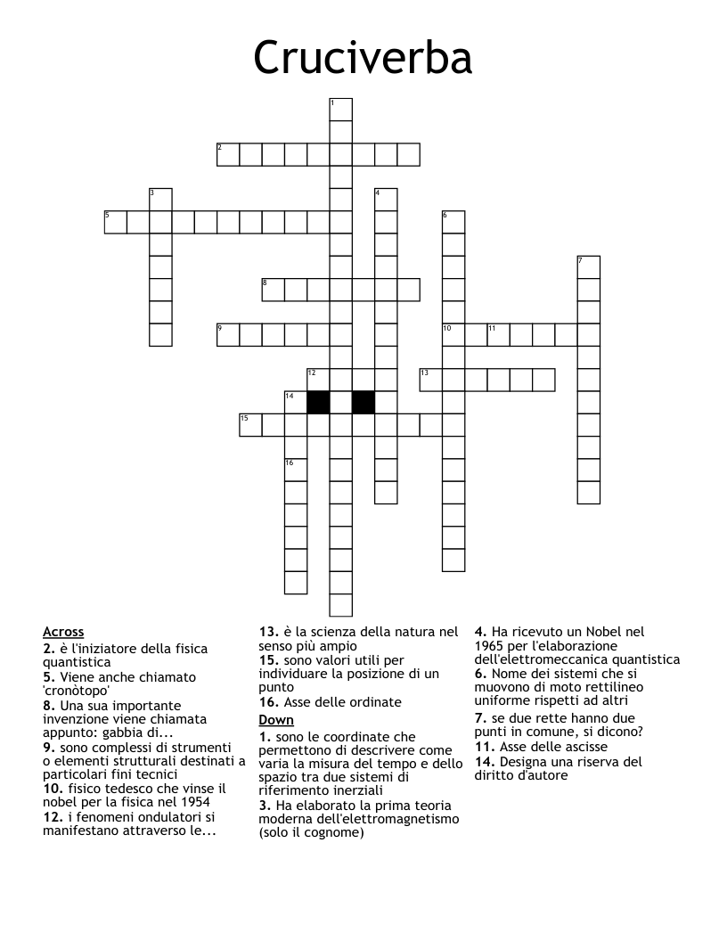 Cruciverba Crossword
