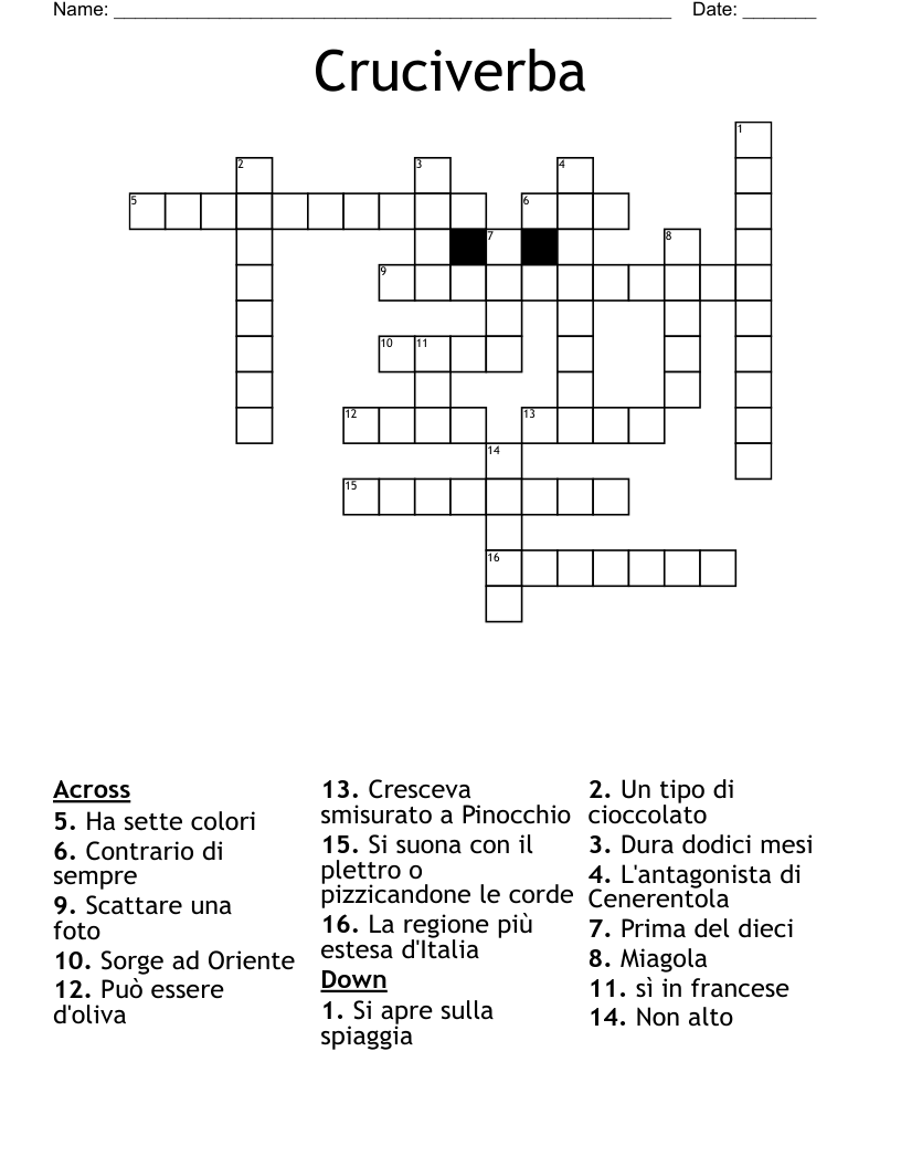 Cruciverba Crossword