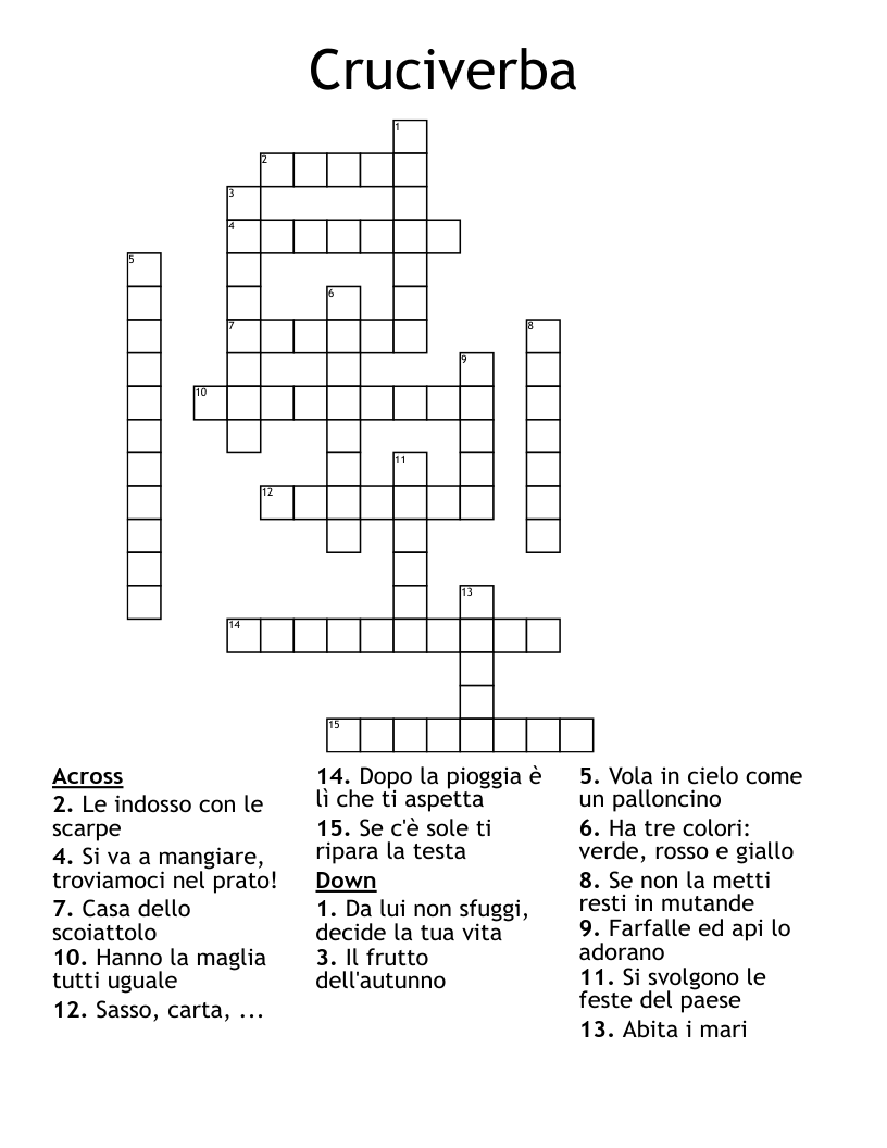 Cruciverba Crossword