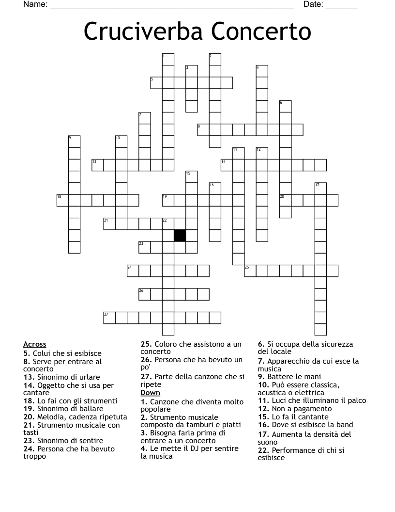 Cruciverba Concerto Crossword