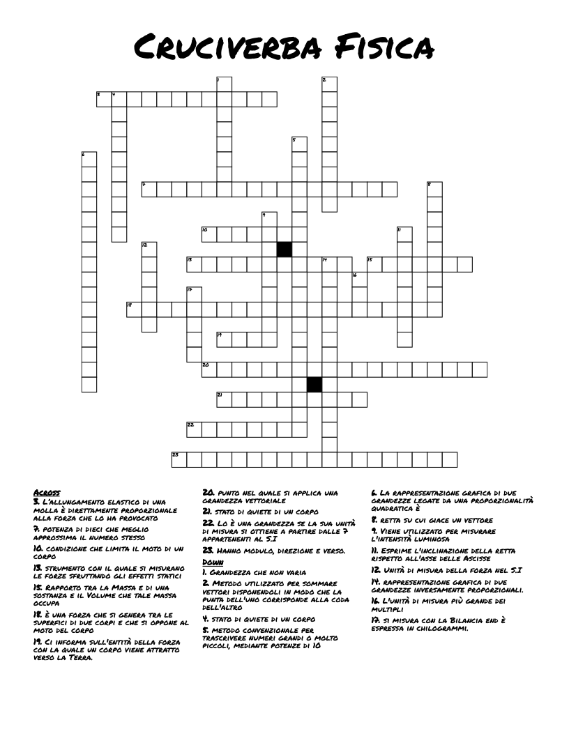 Cruciverba Fisica Crossword