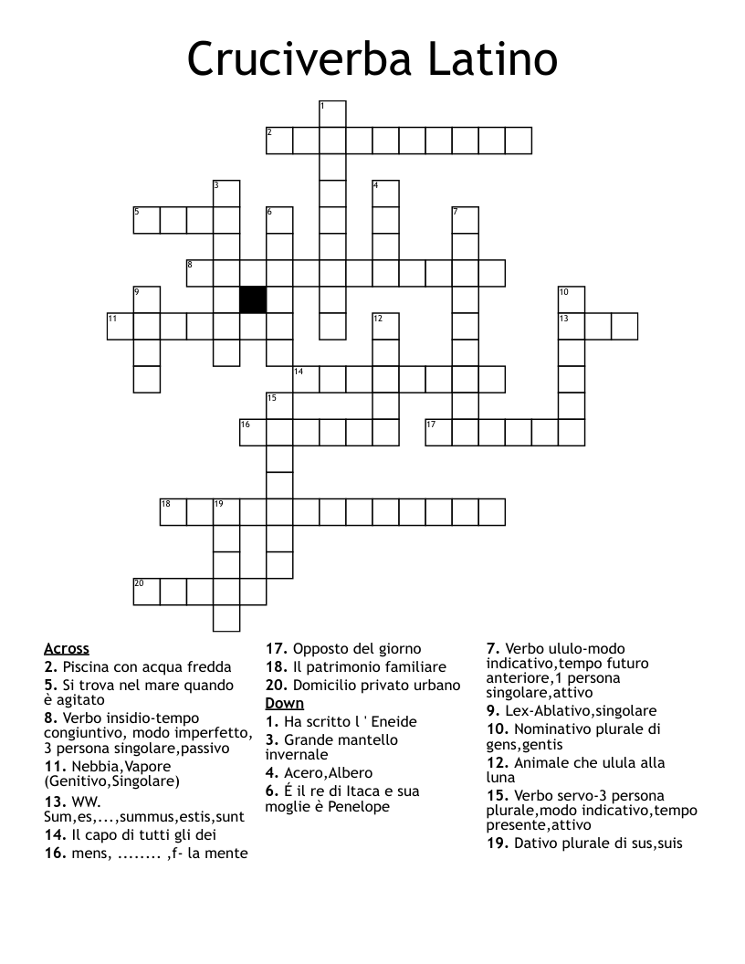 Cruciverba Latino Crossword