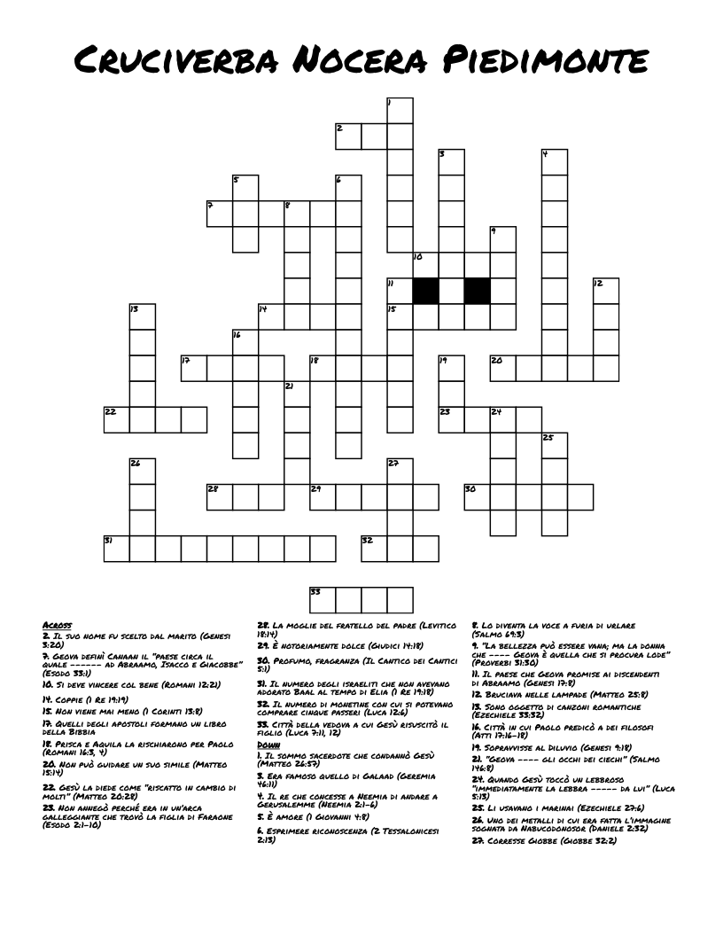 Cruciverba Nocera Piedimonte Crossword