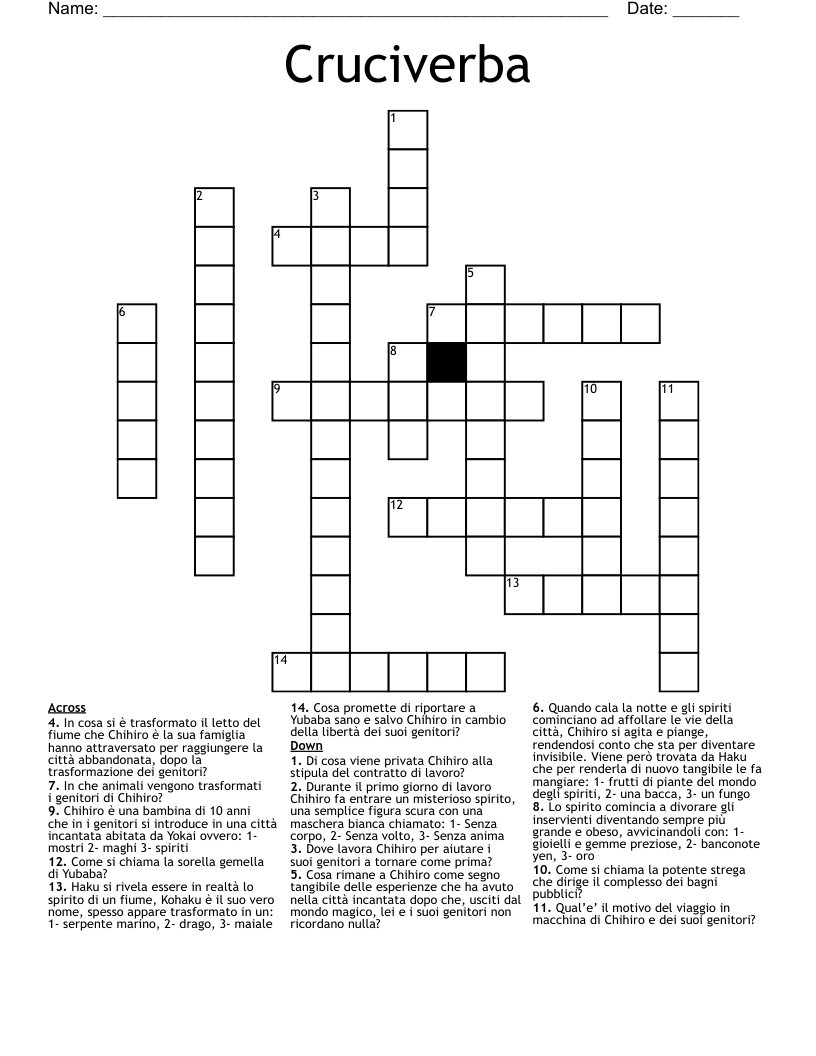 Cruciverba  Crossword