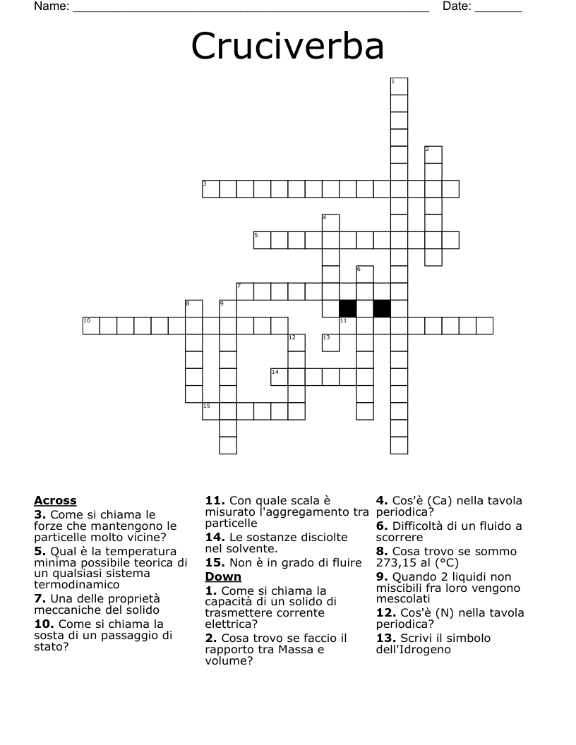 Cruciverba  Crossword