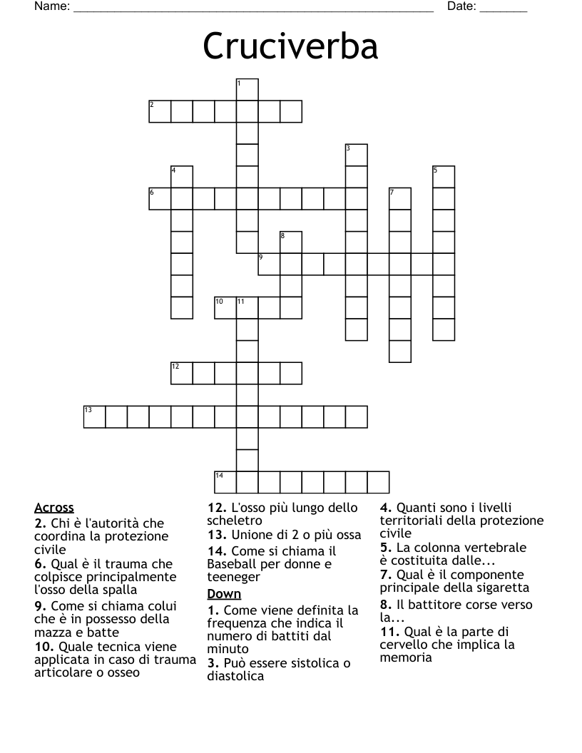 Cruciverba   Crossword