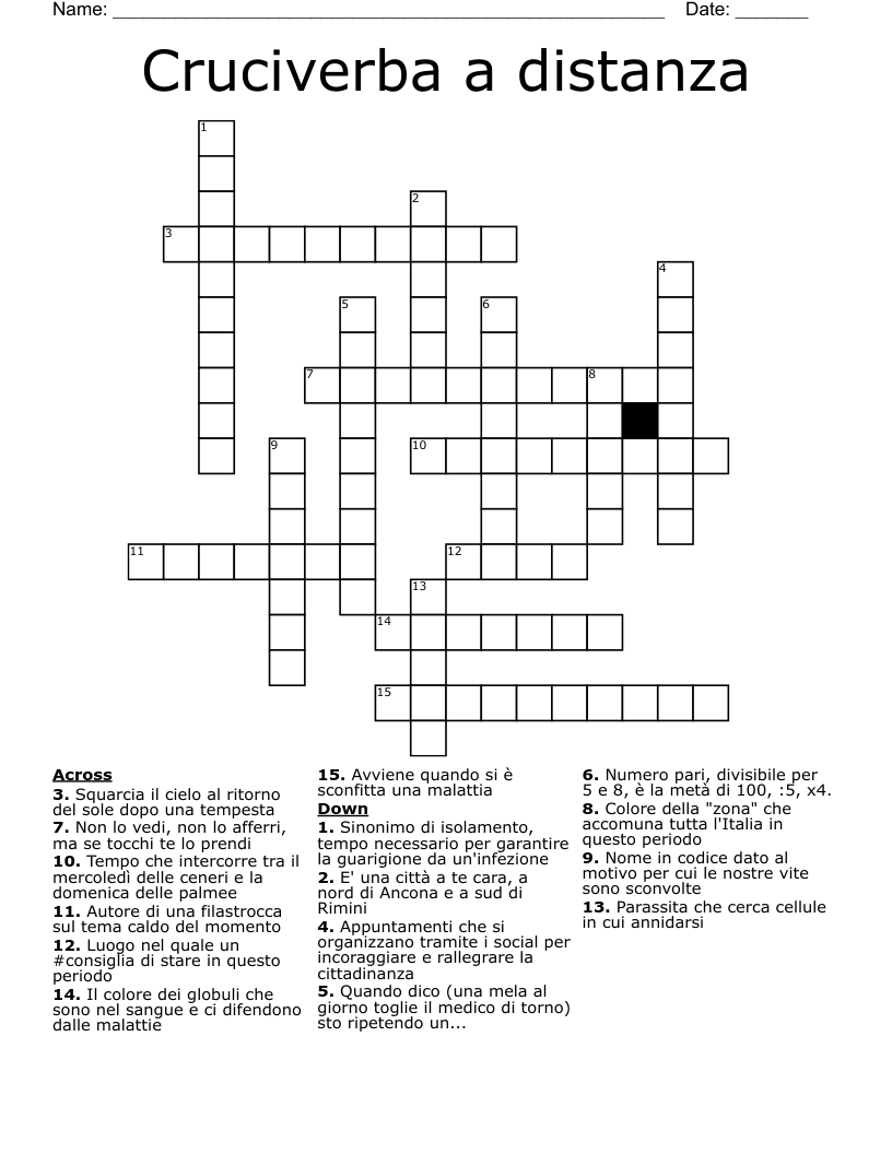 Cruciverba a distanza Crossword