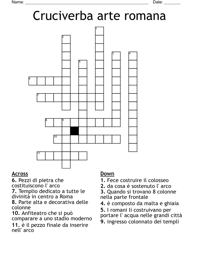 Cruciverba arte romana Crossword