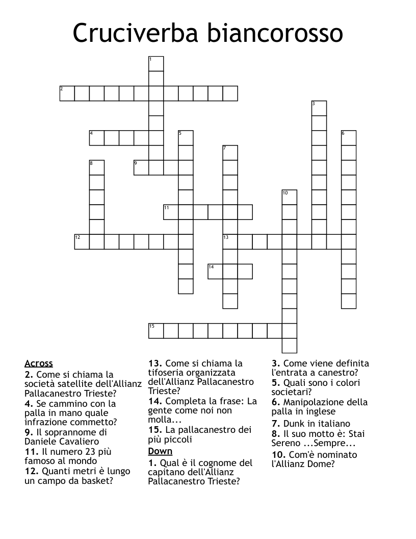 Cruciverba biancorosso  Crossword