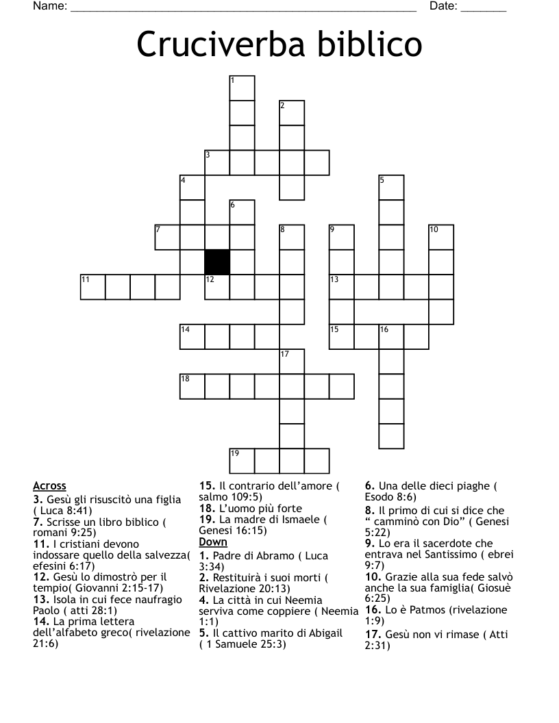 Cruciverba biblico Crossword