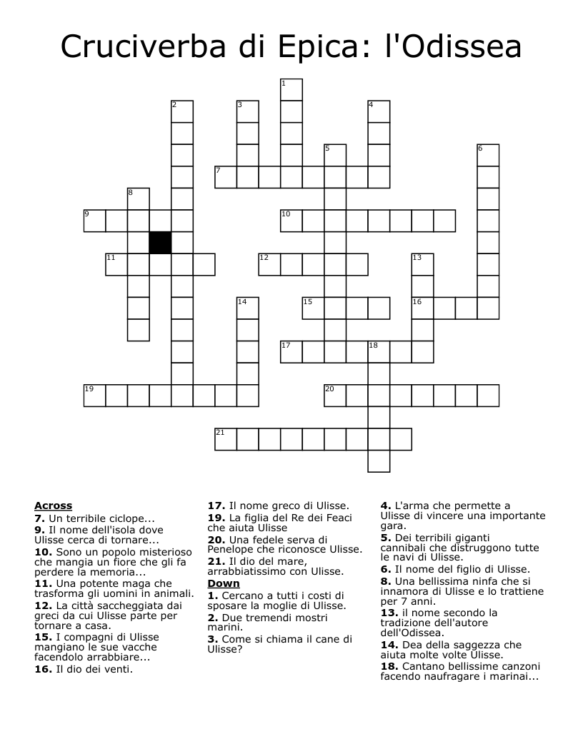 Cruciverba di Epica: l'Odissea Crossword