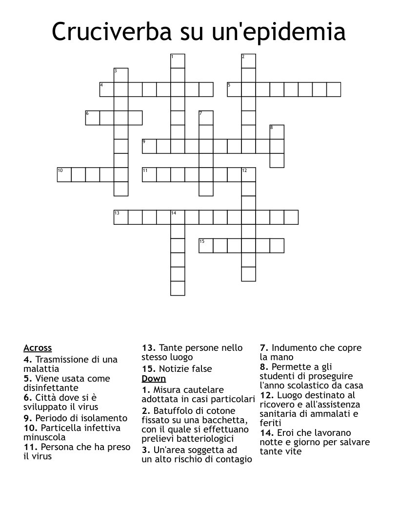 Cruciverba su un'epidemia  Crossword