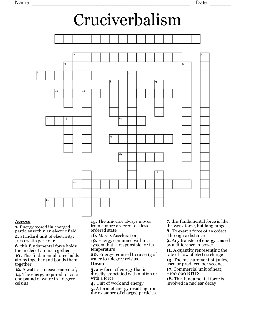 Cruciverbalism  Crossword